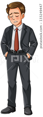 Sad Businessman Standing with Hands in Pockets Sad Businessman Standing with Hands in Pockets 133249447