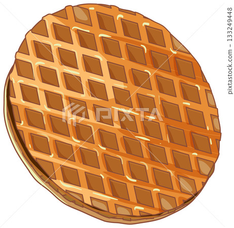Traditional Stroopwafel Cookie Vector Illustration Overhead View Traditional Stroopwafel Cookie Vector Illustration Overhead View 133249448