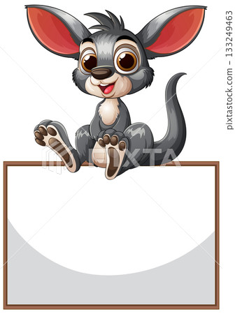 Cute Cartoon Animal on Blank Sign Cute Cartoon Animal on Blank Sign 133249463