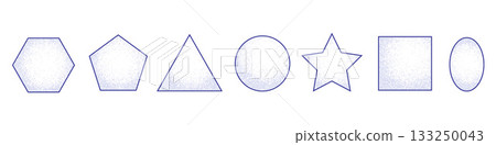 White background of geometric shapes. Square, Triangle, Circle .Linear geometric drawing. Vector illustration. 133250043