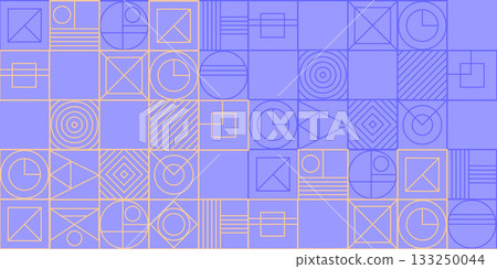Abstract engineering background. Background of squares and geometric shapes. Geometric drawing. Vector illustration . 133250044