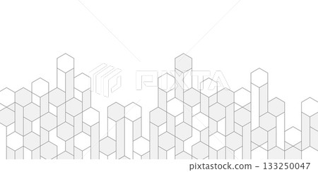 Technological white background. Abstract background of hexagons. Futuristic digital technology banner. Vector illustration. 133250047