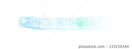 Light blue and green watercolor brush stroke on white background in abstract 133250384