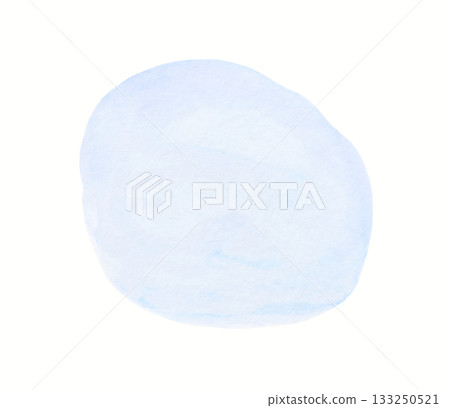 Abstract light blue watercolor circle with soft textured edges on white 133250521