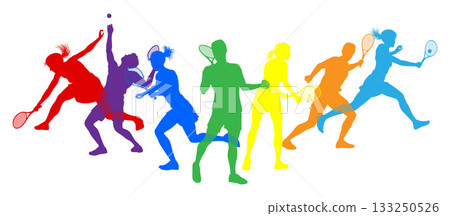 Silhouette Tennis Players Silhouettes Concept 133250526