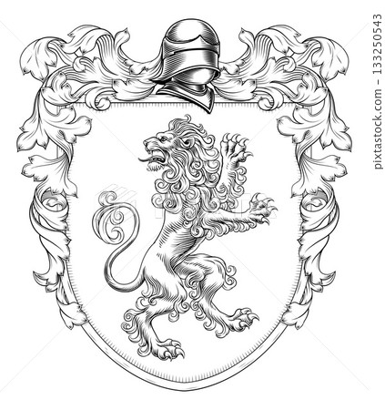 Coat of Arms Crest Lion Heraldic Knight Shield Coat of Arms Crest Lion Heraldic Knight Shield 133250543