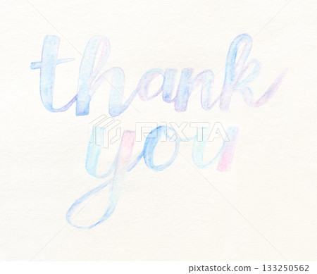 Pastel watercolor thank you text on white background for cards and invitations 133250562