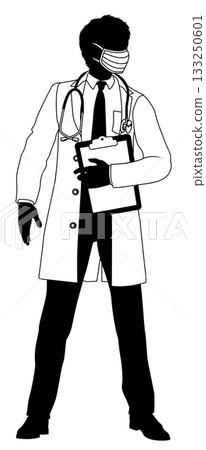 Doctor Man and Clipboard Medical Silhouette Person 133250601