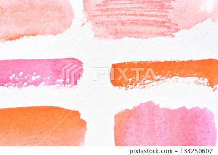 Abstract watercolor brush strokes in pink and orange on white background Abstract watercolor brush strokes in pink and orange on white background 133250607