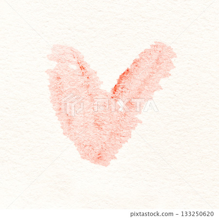Simple pink heart on textured white paper background depicting love 133250620