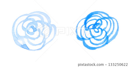 Blue and light blue abstract watercolor flower designs on white background Blue and light blue abstract watercolor flower designs on white background 133250622