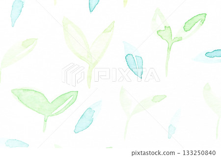 Seamless watercolor pattern of green and blue leaves on white background Seamless watercolor pattern of green and blue leaves on white background 133250840