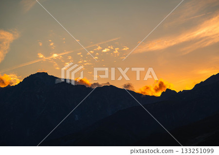 Beautiful evening view of the Hakuba Mountains Beautiful evening view of the Hakuba Mountains 133251099