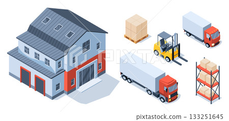 An Informative Overview of Warehouse and Logistics Equipment Illustrated in Creative Pixel Art Style An Informative Overview of Warehouse and Logistics Equipment Illustrated in Creative Pixel Art Style 133251645