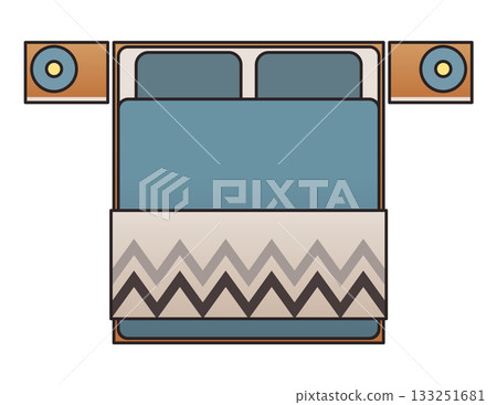 Interior furniture top view. Element for bedroom. Floor plan, view from above. Furniture store. Icon of interior. Isolated vector illustration 133251681