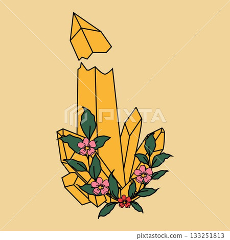 Abstract Crystal Shape Surrounded by Elegant Floral Details 133251813
