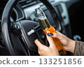 Woman With Beer Bottle And Breathalyzer Sits In Car. Concept Of Drunk Driving Dangers. 133251856