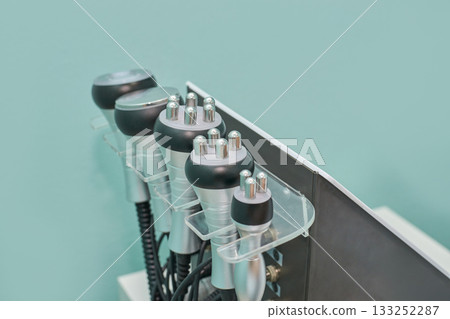 Close-up of beauty salon equipment for skin treatments and facial care against 133252287