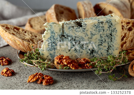 Gorgonzola with ciabatta, walnuts, and thyme. 133252378