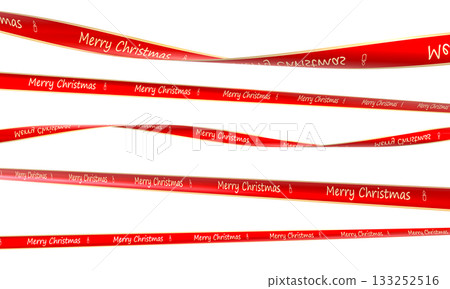 Red merry christmas ribbons 3d transparent background Red merry christmas ribbons 3d transparent background 133252516