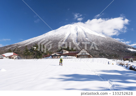 Snowshoe trekking image with Mt. Oyama in the background Snowshoe trekking image with Mt. Oyama in the background 133252628