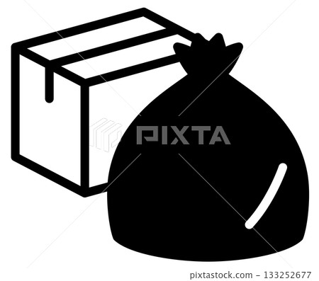 Garbage icons: garbage bags and cardboard boxes 133252677