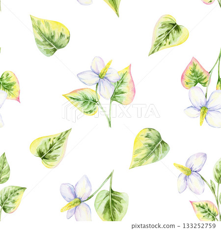Individual watercolor illustration leaves and flowers, green with pink accents, hand drawn clipart. Great for creating DIY compositions, invitations, fabric patterns, and decorative print projects Individual watercolor illustration leaves and flowers, green with pink accents, hand drawn clipart. Great for creating DIY compositions, invitations, fabric patterns, and decorative print projects 133252759