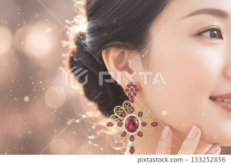 一張天然寶石飾品的照片，柔和的光線下拍攝了你雙手閃耀的光芒。 133252856