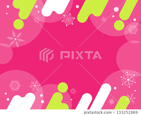 Winter snowflake geometric pattern design frame in pink and green Winter snowflake geometric pattern design frame in pink and green 133252869