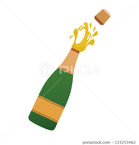 Uncorked champagne bottle icon Uncorked champagne bottle icon 133253462