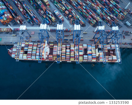 Aerial view of Yantian international container terminal in Shenzhen city, China 133253590