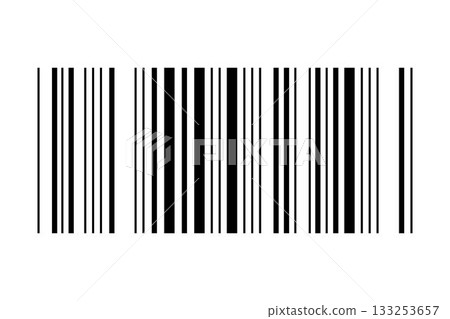 Simple barcode tag template isolated on white background. Bar code sticker mockup. Example of visual data digital representation with product information. Vector graphic illustration Simple barcode tag template isolated on white background. Bar code sticker mockup. Example of visual data digital representation with product information. Vector graphic illustration 133253657
