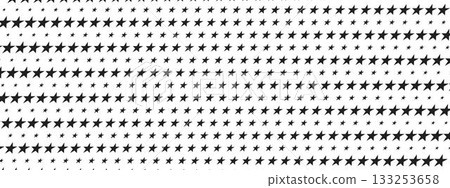 Repeated black star shapes pattern. Sparkles on white background. Simple geometric mosaic texture. Modern starry print. Minimalistic wallpaper. Vector graphic illustration Repeated black star shapes pattern. Sparkles on white background. Simple geometric mosaic texture. Modern starry print. Minimalistic wallpaper. Vector graphic illustration 133253658