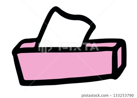 Cute hand drawn illustrations of tissue paper box for cooking, kitchenware, kitchen, department store, kid drawing style, room, sticker, icon, brooch, home decor, online shopping, supermarket 133253790