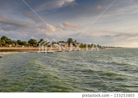 Curonian Spit wth Baltic sea coastline on sunset Curonian Spit wth Baltic sea coastline on sunset 133253803
