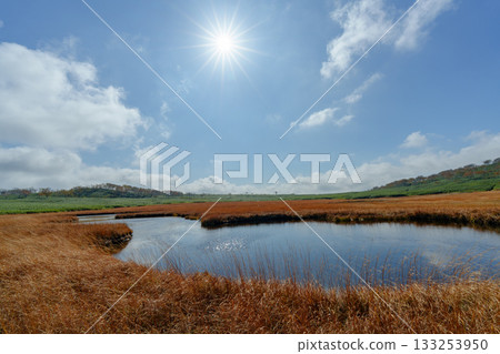 Autumn scenery of the Uryu Marsh with its foliage and ponds (Hokkaido) Autumn scenery of the Uryu Marsh with its foliage and ponds (Hokkaido) 133253950