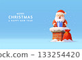 3D Santa Claus on chimney Christmas greeting card 133254420