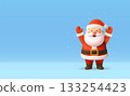 3D Santa Claus waving on blue background 133254423