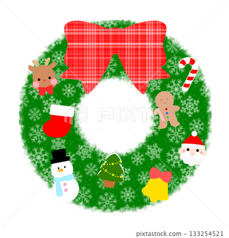 Cute Christmas wreath illustration material Cute Christmas wreath illustration material 133254521
