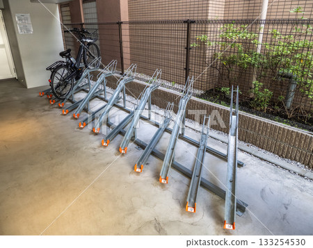 Bicycle parking space with flat-type cycle racks Bicycle parking space with flat-type cycle racks 133254530