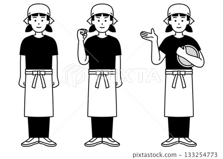 Izakaya female waitress full body pose set 133254773