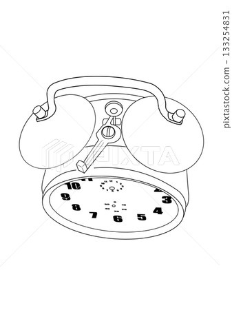 Alarm clock line drawing Alarm clock line drawing 133254831
