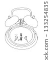 Alarm clock line drawing rear 133254835