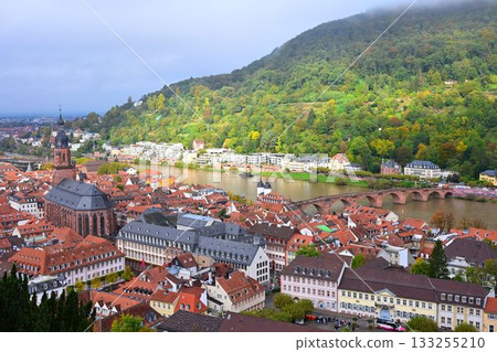 View of the city and Neckar River from Heidelberg Castle, Germany View of the city and Neckar River from Heidelberg Castle, Germany 133255210