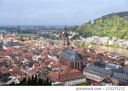 View of the city and Neckar River from Heidelberg Castle, Germany View of the city and Neckar River from Heidelberg Castle, Germany 133255212
