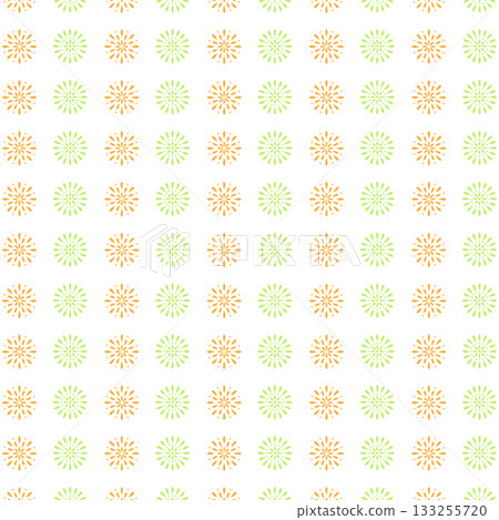 綠色和橙色的煙火背景素材 133255720