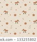 seamless minimal autumn season with fox repeat pattern background, flat jpg illustration graphic design 133255802