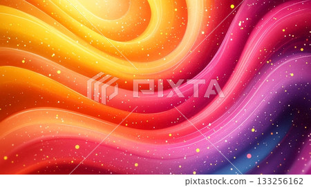 Colorful abstract wavy pattern with vibrant gradients and sparkles 133256162