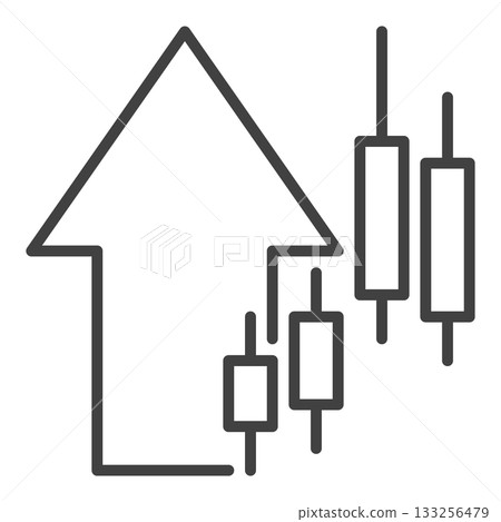Arrow with Candle Graph vector Candlestick Chart thin line icon or design element 133256479