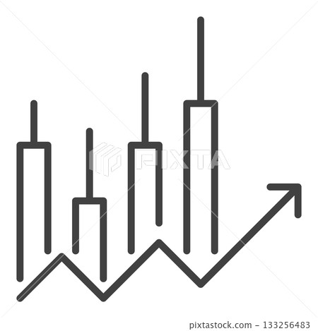 Candle Graph with Arrow vector Candlestick Chart thin line icon or design element Candle Graph with Arrow vector Candlestick Chart thin line icon or design element 133256483